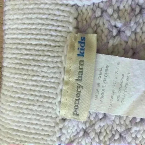 Pottery Barn Kids Knit Baby Blanket Purple White - Picture 3 of 3